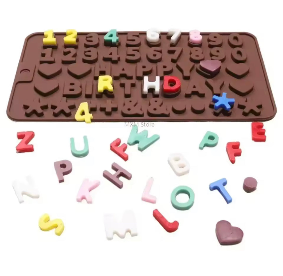 Silicone Birthday Mix Shapes Mold, English Alphanumeric Silicone Chocolate Molds, Cake Decorating Accessories Silicone Birthday Mix Shapes Mold, English Alphanumeric Silicone Chocolate Molds, Cake Decorating Accessories